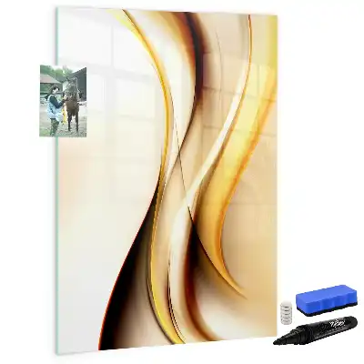 Magnetisch memobord van glas met abstracte gouden golf