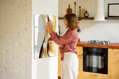 Magnetisch memobord van glas met abstracte gouden golf