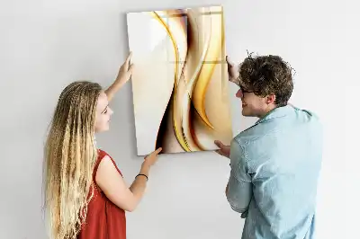 Magnetisch memobord van glas met abstracte gouden golf