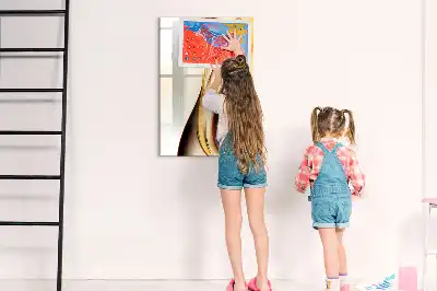 Magnetisch memobord van glas met abstracte gouden golf