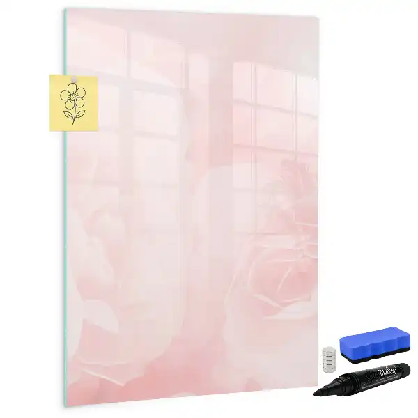 Glazen magneetbord met decoratieve rozenprint