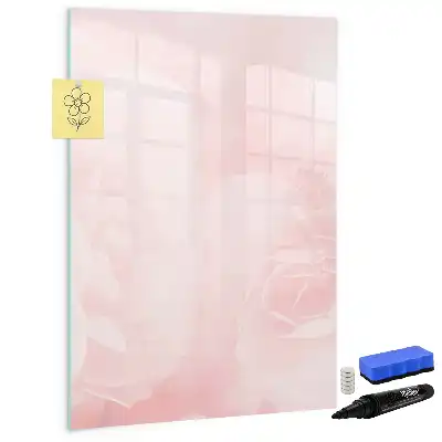 Glazen magneetbord met decoratieve rozenprint