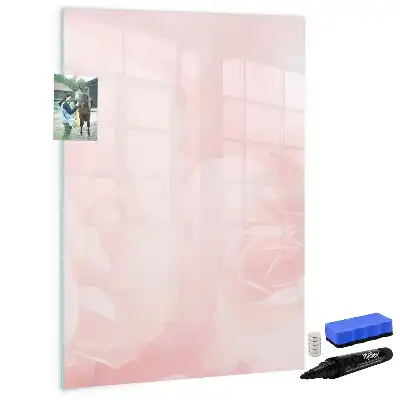 Glazen magneetbord met decoratieve rozenprint