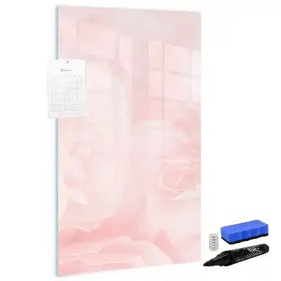 Glazen magneetbord met decoratieve rozenprint