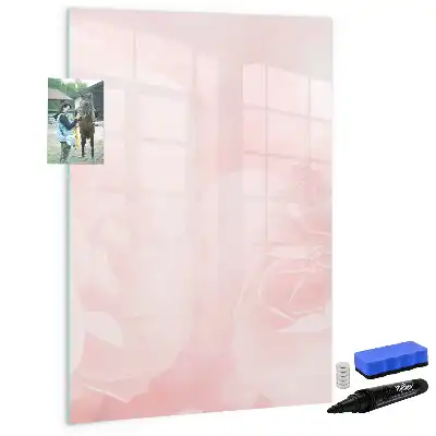 Glazen magneetbord met decoratieve rozenprint