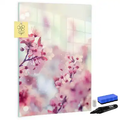 Magnetisch glazen memobord met lente bloemen design