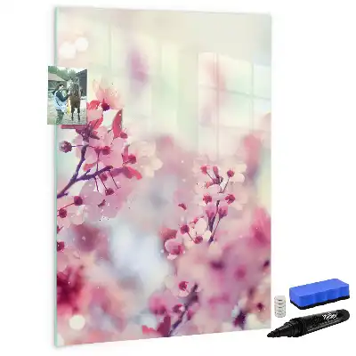 Magnetisch glazen memobord met lente bloemen design