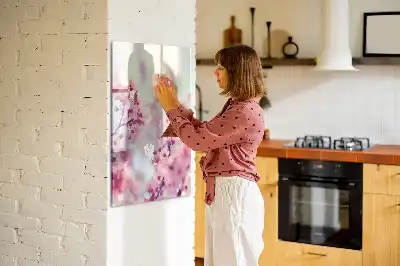 Magnetisch glazen memobord met lente bloemen design