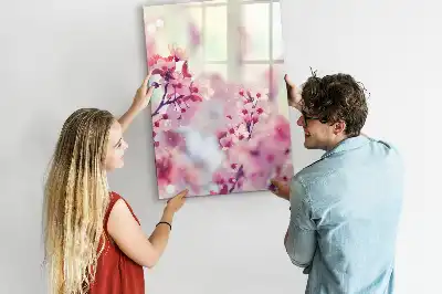 Magnetisch glazen memobord met lente bloemen design