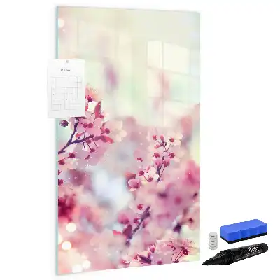 Magnetisch glazen memobord met lente bloemen design