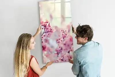 Magnetisch glazen memobord met lente bloemen design