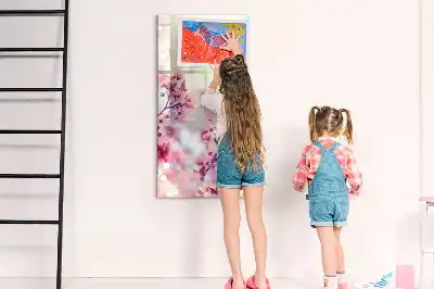 Magnetisch glazen memobord met lente bloemen design