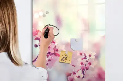 Magnetisch glazen memobord met lente bloemen design
