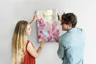 Magnetisch glazen memobord met lente bloemen design