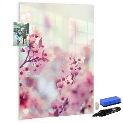 Magnetisch glazen memobord met lente bloemen design