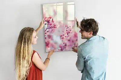Magnetisch glazen memobord met lente bloemen design