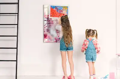 Magnetisch glazen memobord met lente bloemen design