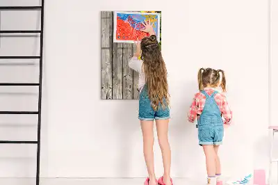 Glazen magneetbord met decoratieve print van zonnebloemen op hout
