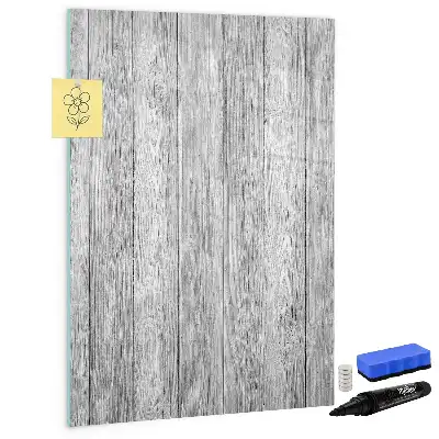 Glazen magneetbord met decoratieve print uitgevoerd op houten planken