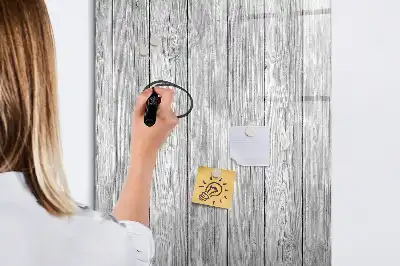 Glazen magneetbord met decoratieve print uitgevoerd op houten planken