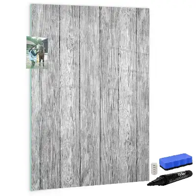 Glazen magneetbord met decoratieve print uitgevoerd op houten planken