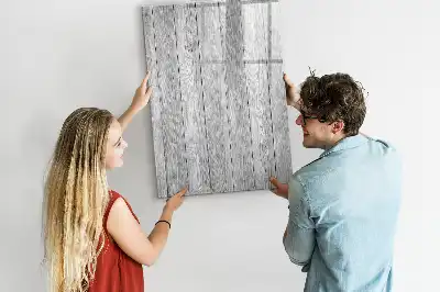 Glazen magneetbord met decoratieve print uitgevoerd op houten planken