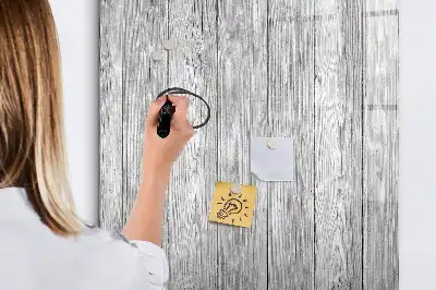 Glazen magneetbord met decoratieve print uitgevoerd op houten planken