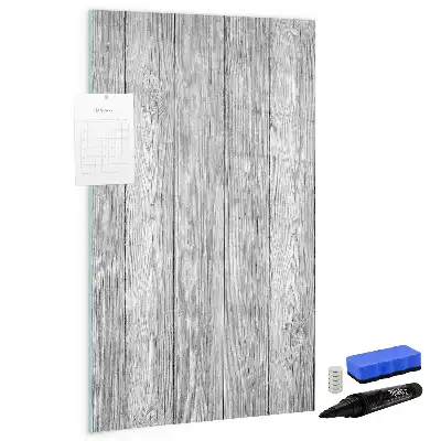 Glazen magneetbord met decoratieve print uitgevoerd op houten planken
