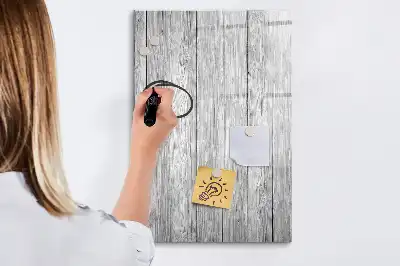 Glazen magneetbord met decoratieve print uitgevoerd op houten planken