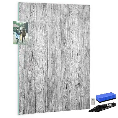 Glazen magneetbord met decoratieve print uitgevoerd op houten planken