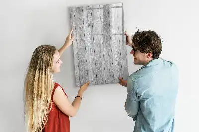 Glazen magneetbord met decoratieve print uitgevoerd op houten planken