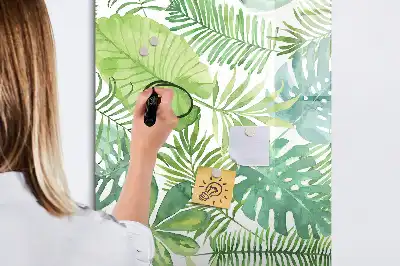 Magnetisch memobord van glas met aquarel bladeren
