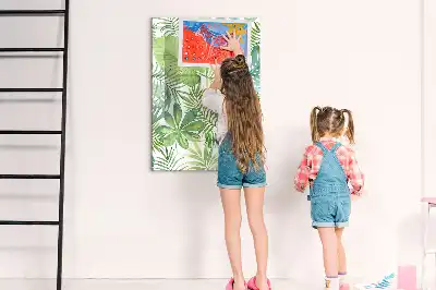 Magnetisch memobord van glas met aquarel bladeren