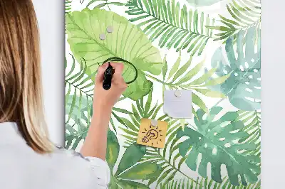 Magnetisch memobord van glas met aquarel bladeren