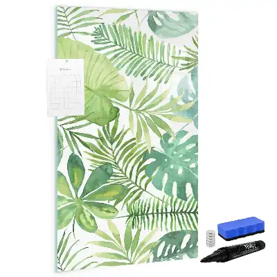 Magnetisch memobord van glas met aquarel bladeren