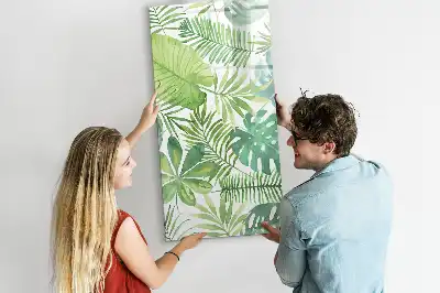 Magnetisch memobord van glas met aquarel bladeren