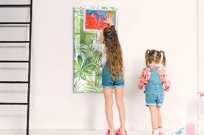 Magnetisch memobord van glas met aquarel bladeren