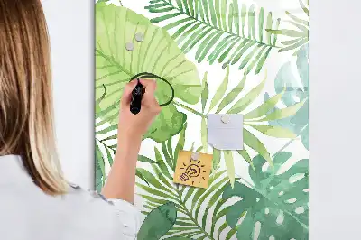 Magnetisch memobord van glas met aquarel bladeren