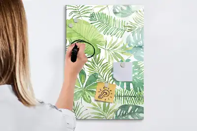 Magnetisch memobord van glas met aquarel bladeren