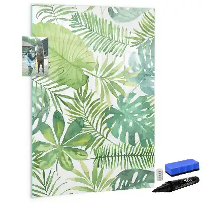 Magnetisch memobord van glas met aquarel bladeren