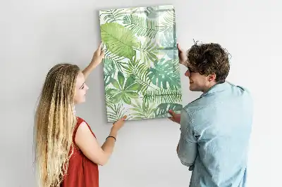 Magnetisch memobord van glas met aquarel bladeren