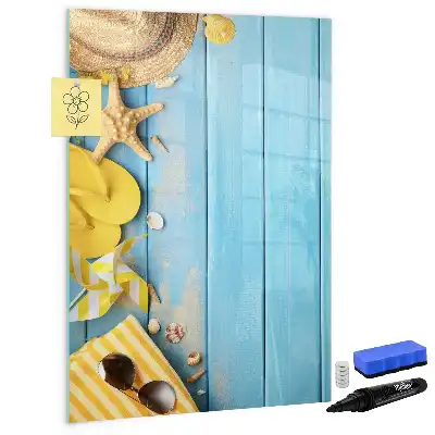 Glazen magneetbord met decoratieve print met strandthema