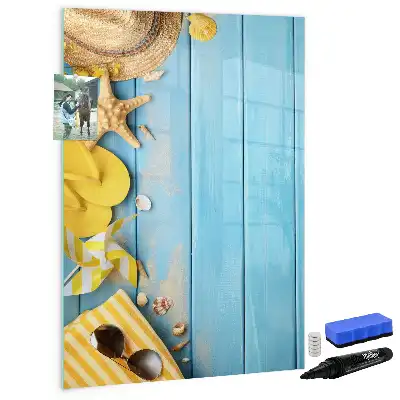 Glazen magneetbord met decoratieve print met strandthema
