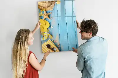 Glazen magneetbord met decoratieve print met strandthema