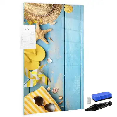 Glazen magneetbord met decoratieve print met strandthema