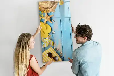Glazen magneetbord met decoratieve print met strandthema