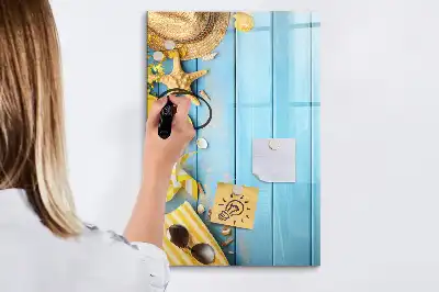 Glazen magneetbord met decoratieve print met strandthema