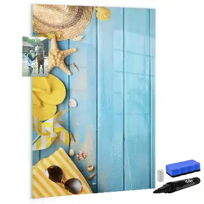 Glazen magneetbord met decoratieve print met strandthema