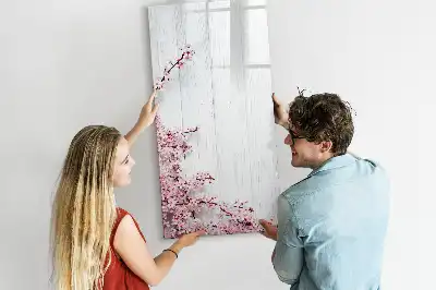 Magnetisch glazen memobord motief bloemen op hout