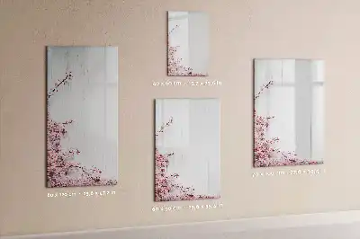Magnetisch glazen memobord motief bloemen op hout